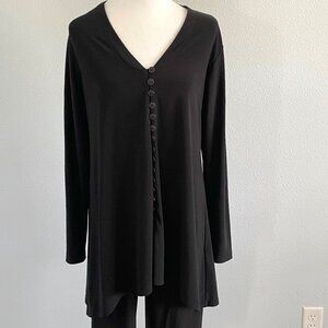 Vintage Sympli Tunic Button Front Black Size 10